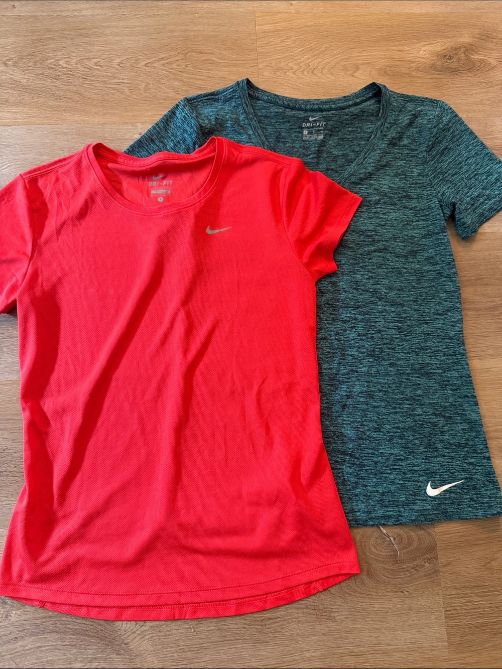 Nike Women's DRI-FIT Tops - lot of 2 Teal and Coral Short Sleeve Performance S